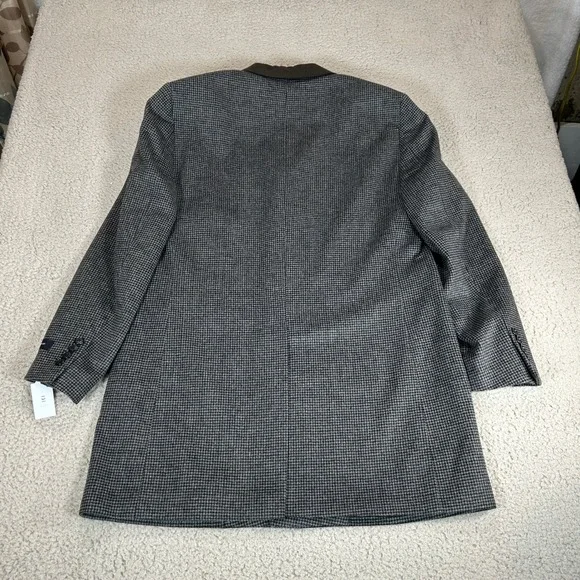 Tommy Hilfiger Mens Gray Houndstooth Overcoat Wool Blend Jacket Coat 40S